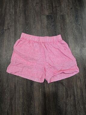 C.C Pink Elastic-Waist Linen-Blend Bermuda Shorts